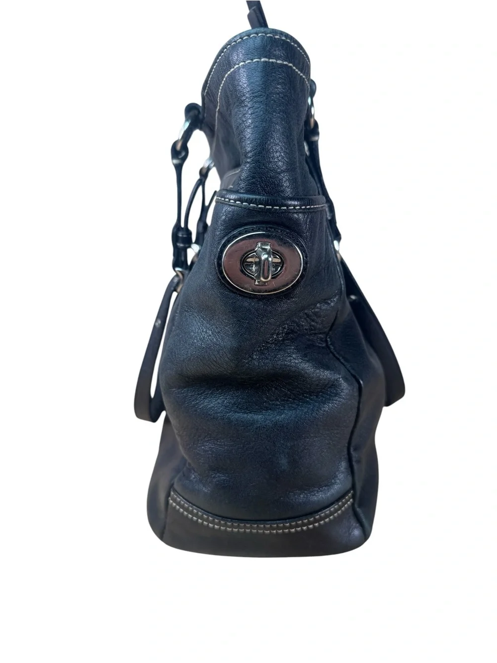 Coach Soho Pleated Gallery Large Tote Bag F14673 Black Leather Cute Shoulder Bag